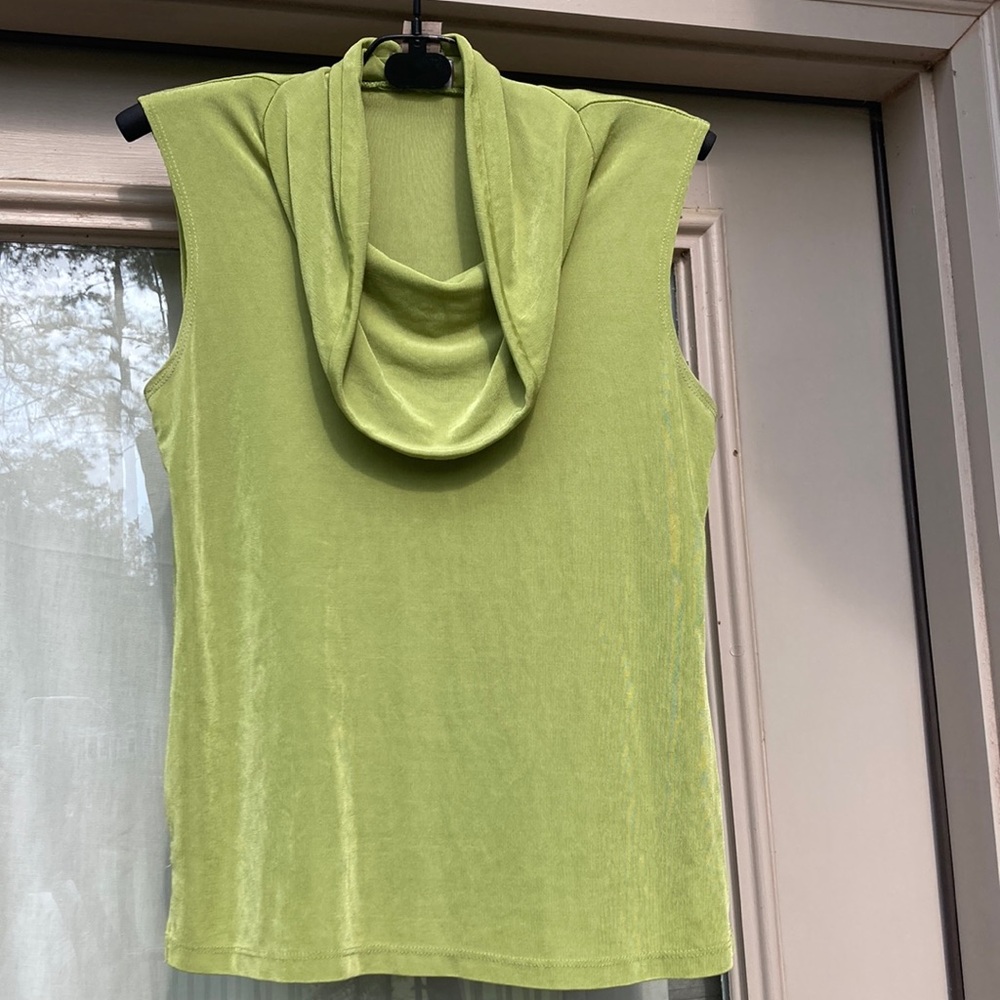 Lime Green Sleeveless Cowl Neck Top